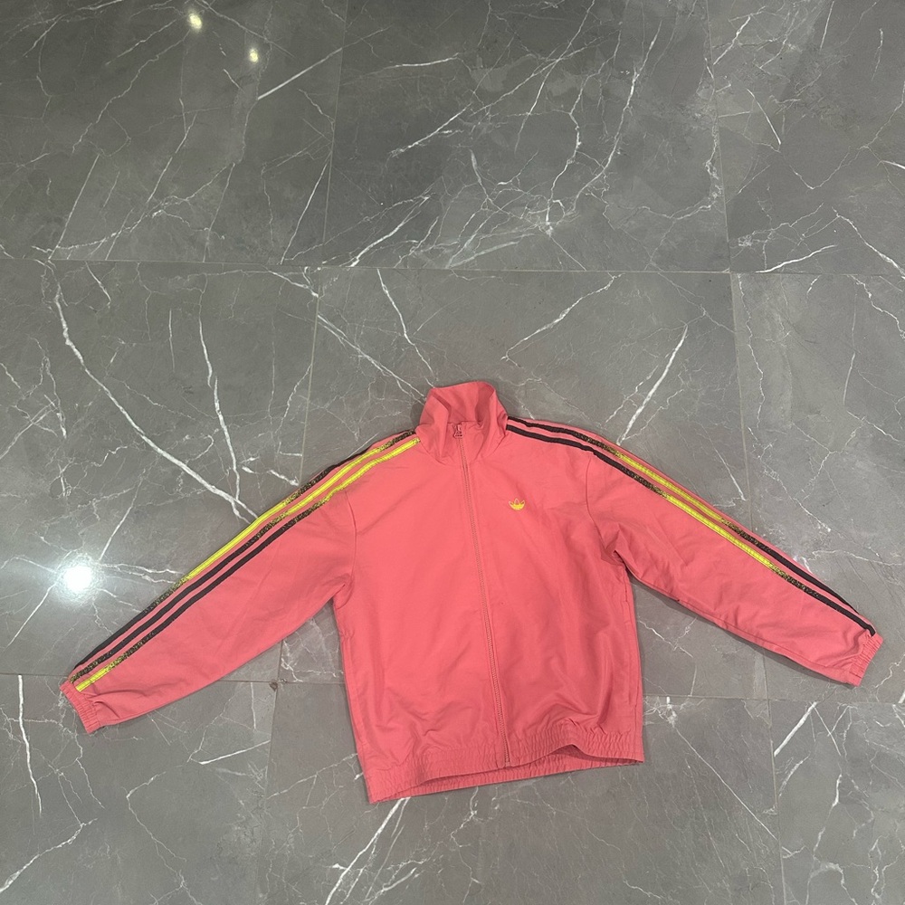 Adidas Kids Coral Jacket with Yellow Accents